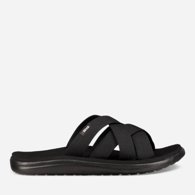 Teva Voya Slide - Men's Teva Sandals - Black | India (ZUKW76412)